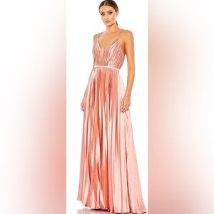 Mac Duggal Plunge Neck Pleated Evening Gown